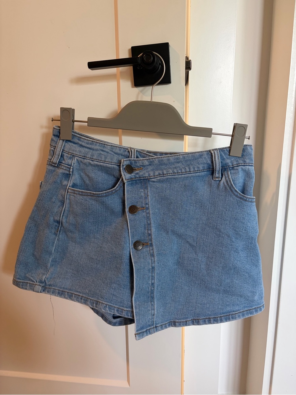 Harper Heritage Light Blue Denim Button-Front Skort-Style Shorts